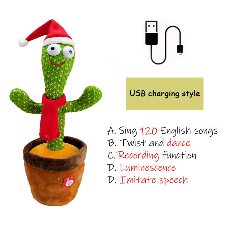 Dancing Cactus Electron Plush Toy Soft Plush Doll Babies Cactus That Can Sing And Dance Voice Interactive Bled Stark Toy For Kid 