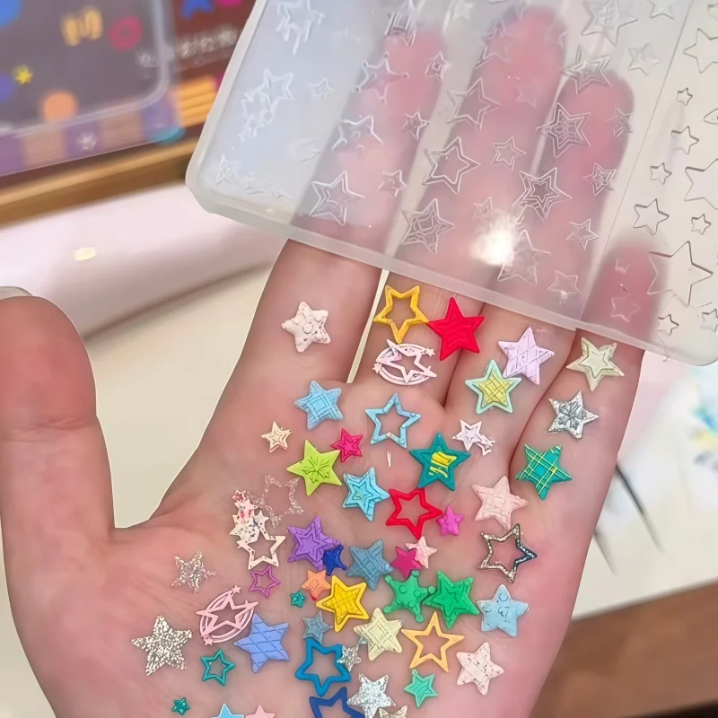 새로운 스타일리시 다용도 투명 네일 아트 스탬핑 몰드, 정교한 별 요소 DIY..