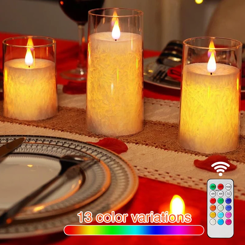 

13 Color LED Flameless Electronic Candle With Remote Control Timeable 2 Modes Simulation Candle For Halloween Xmas Wedding Decor