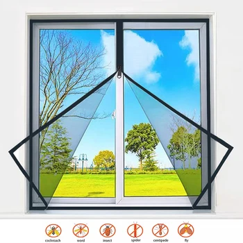 White,Multiple sizes,Self-adhesive zipper reusable mosquito nets for windows,anti mosquito window door curtain,tulle,summer mesh