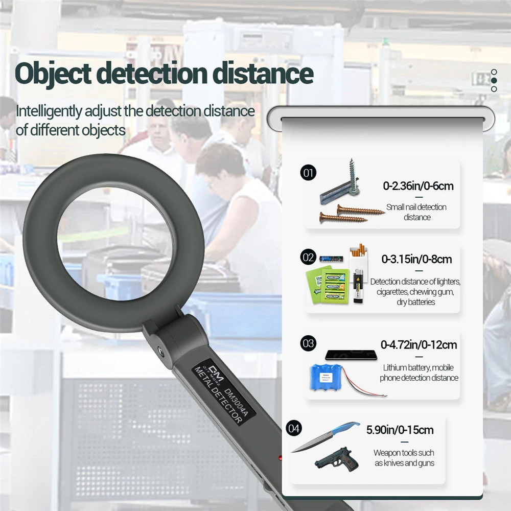 Metal Detector DM3004A Handheld Alarm High Sensitivity Metal Scanner Security Checker Pinpointer Search Coil Metal Detect