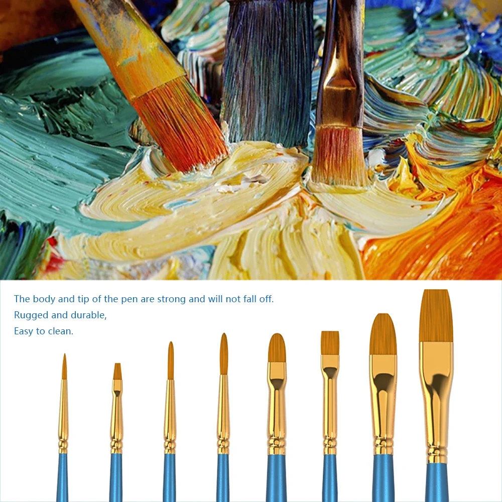 10 Pcs Flat Paint Brushes, 1 Inch Oil Painting Brushes Moderate Hardness  Paint Brushes Watercolor Acrylic Paint Brush for Acrylic Watercolor Oil