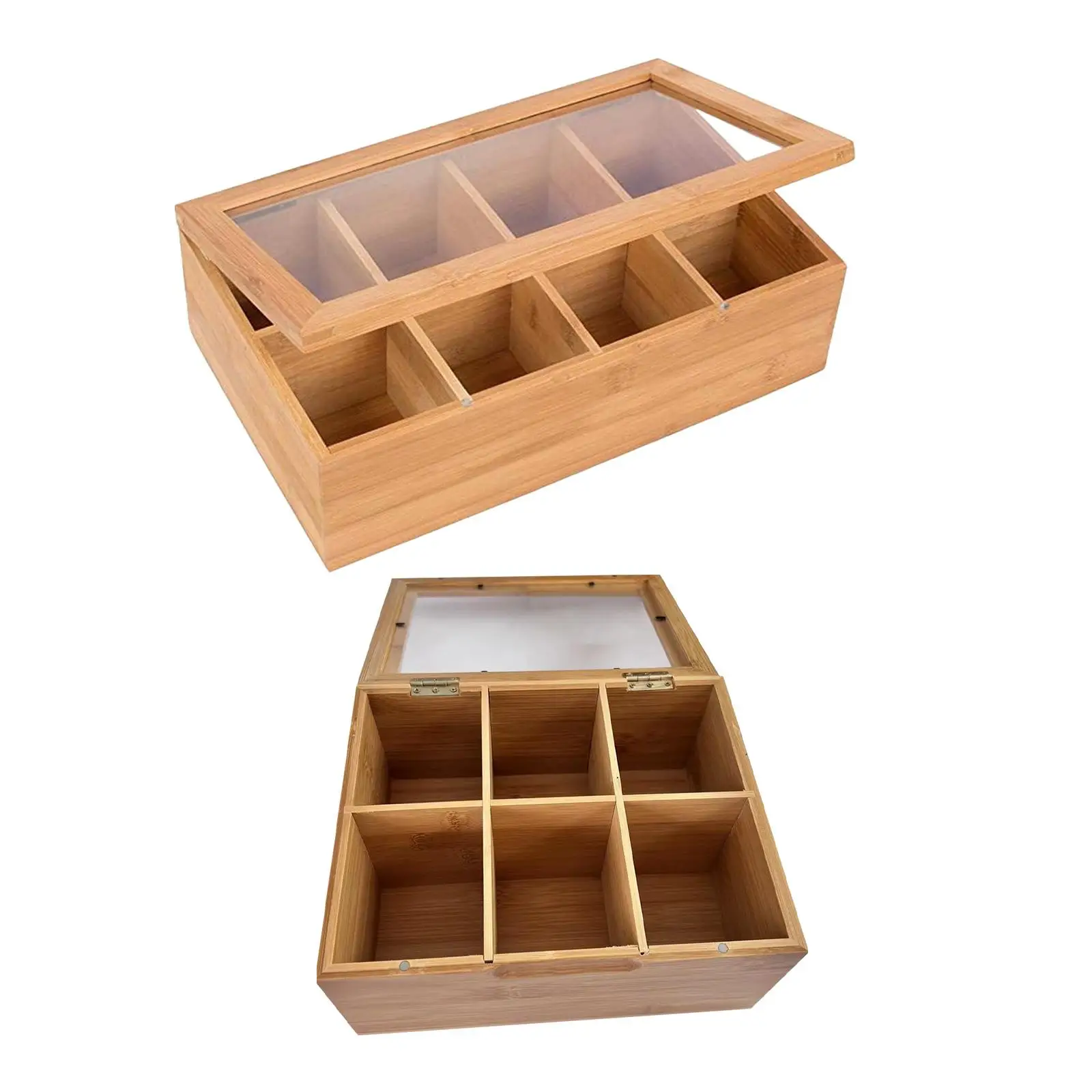 Tea Storage Organizer Multifunctional with Clear Jewelry Box Small Wooden Box for Home Cabinet Countertop Drawer Decor