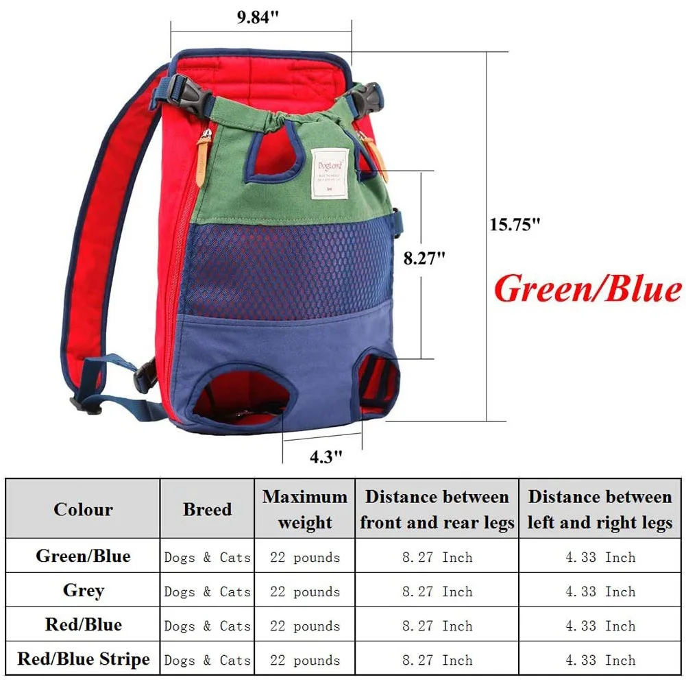 Breathable Mesh Pet Carrier Backpack Legs Front Chest Bags Travel Walking for Small Medium Cats Dogs Hands-Free Pet Carrying Bag