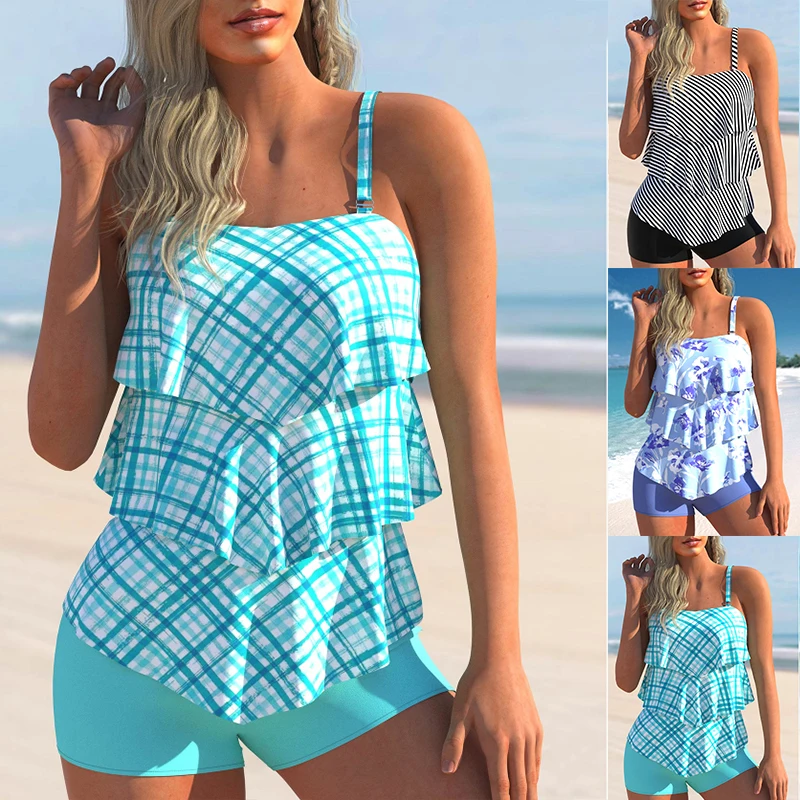 

2023 New Summer Women's Fashion Beach Swimwear Tankini Monokini Swimwear Two Piece Swimwear New Print Beach Women's Tankini