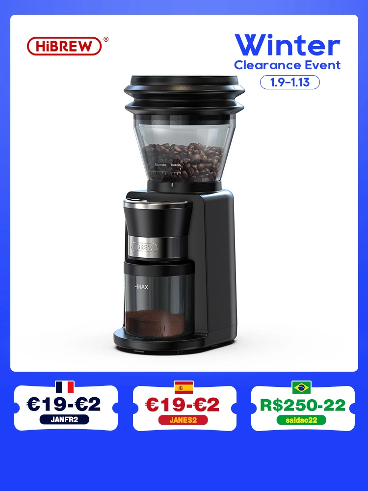 Hibrew Automatic Burr Mill Coffee Grinder With 34 Gears For Espresso