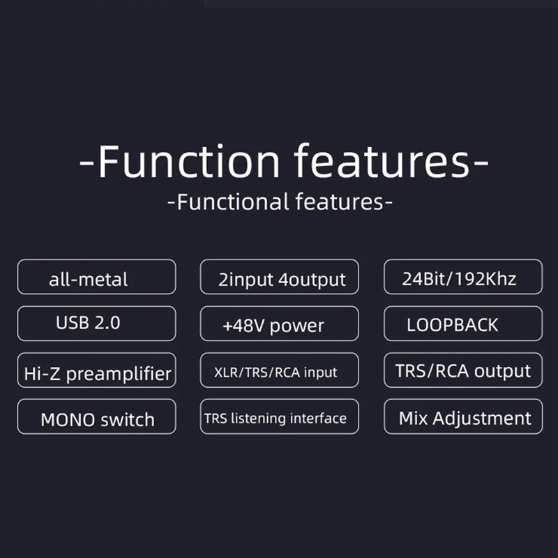 TEYUN Q-24 USB Recording Sound Card Audio Mixer 4-Channel 24Bit/192Khz Sampling Rate Arranger K Song Live Recording Sound Card