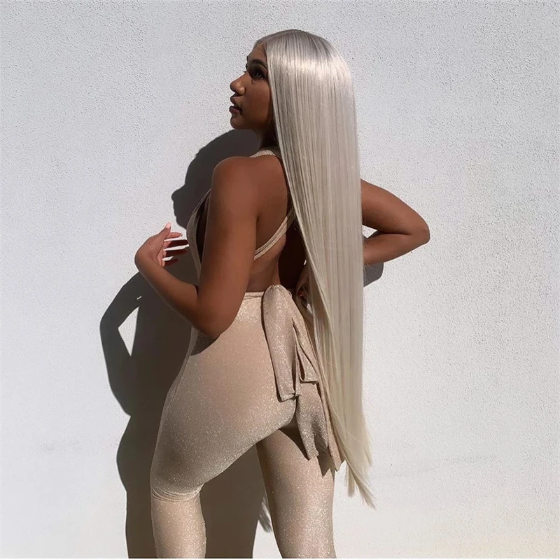 Synthetic Lace Front Wigs Platinum Blonde Ash Roots Colored Natural Hair HD Lace Wig Glueless Mixed Human Hair Wigs 30inchs Sale Synthetic Human Hair Wig