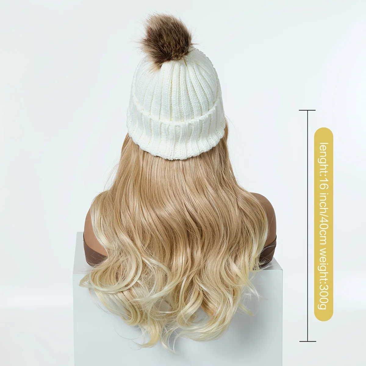 loose curly synthetic wig shiny curly  knitted hat with long hair hat wig wavy wig winter wig knitted hat Christmas outfit