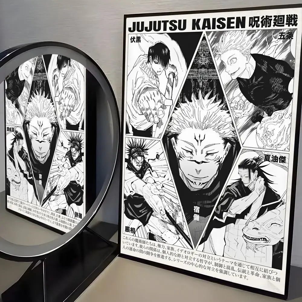 Anime J-JujutsuS K-Kaisens Poster, Zuhause, Wohnzimmer, Schlafzimmer, Bar, Flur, klebrige Wandkunst, Druck, wasserfest, ästhetisches Dekor – Detail 6