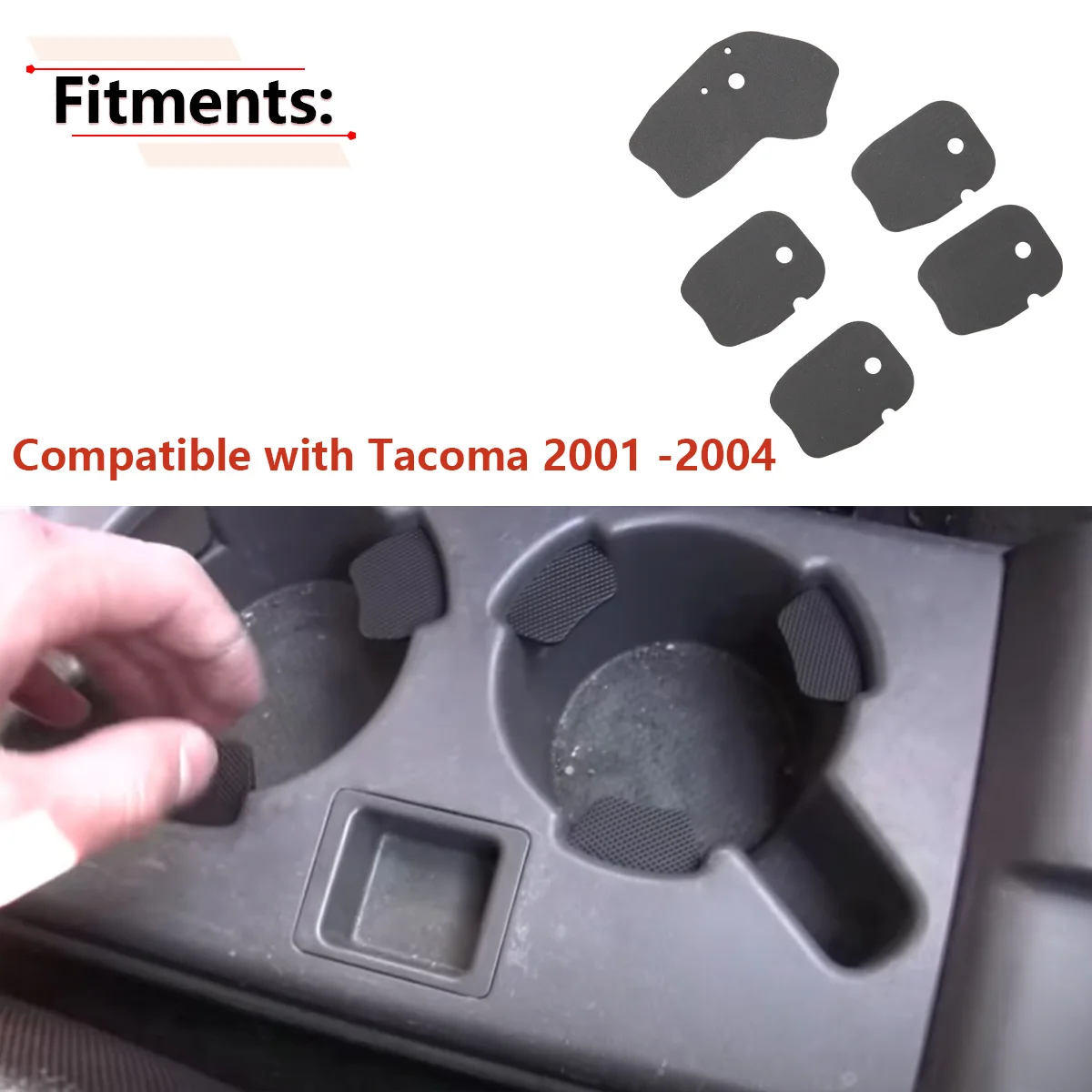 Cup Holder Rubber Insert Parts 5pcs/Set for Toyota Tacoma 2001 2002 2003 2004 66995-AD011 66995-AD021
