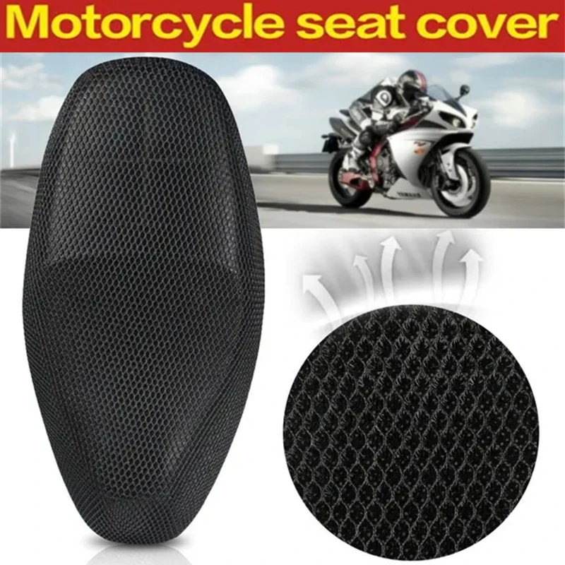 

3D Mesh Breathable Motorcycle Seat Cover Black Universal Motorbike Anti-Slip Seat Cushion