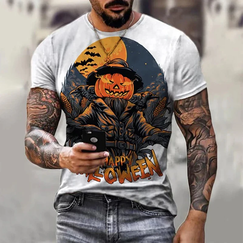 

Halloween 3D Printing Personalized Funny Fun Men's T-shirt Breathable and Comfortable Adult Top Short Sleeve T-shirt