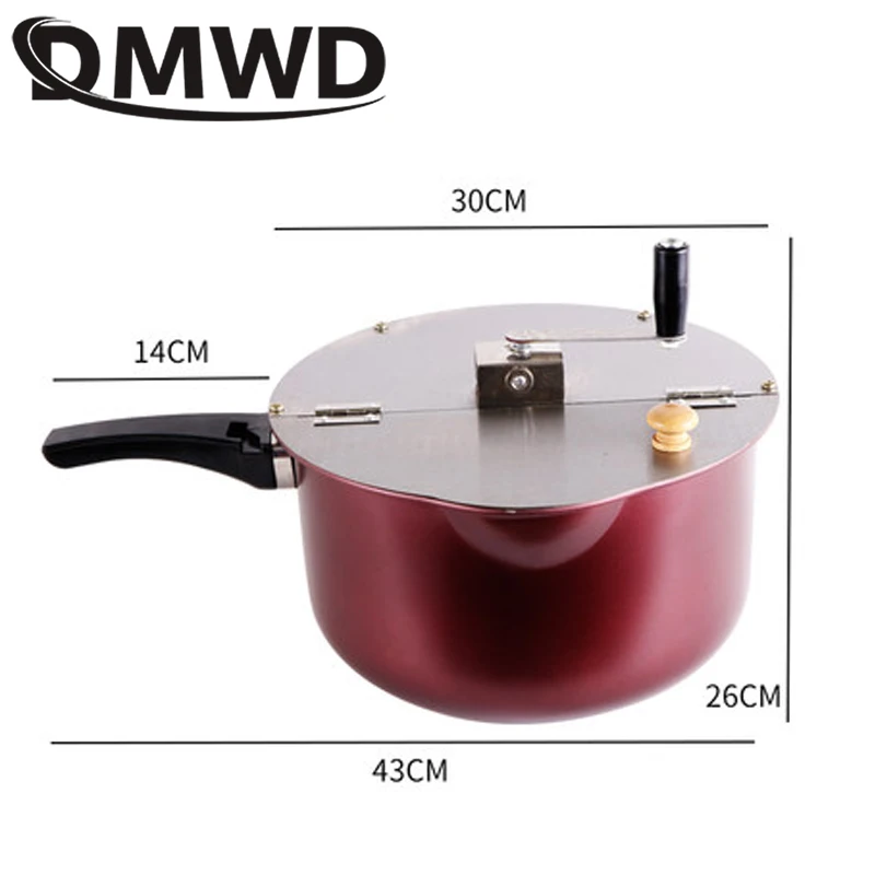 DMWD Gas Stove Hot Air Popcorn Machine Hand-cranked Single Pot Popcorn Maker Pot Commercial Home Use Manual Corn Pressure Cooker