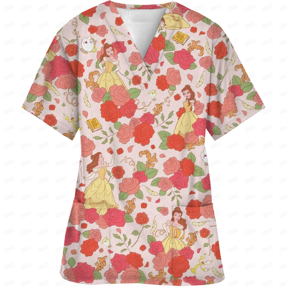 Women's Nursing Clothing High-quality Disney Print Top Accessories Doctors Medical Uniform Hospital Nurse Beauty Salon Scrubs 2