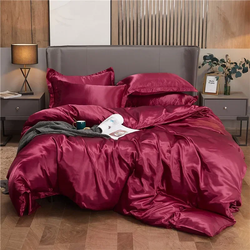 Premium Rayon Satin Duvet Cover – Luxurious Smooth Solid Quilt Cover