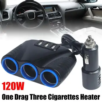 차량용 담배 라이터 소켓 분배기, USB 부품 Uto 연장 교체 충전기 어댑터, 3 웨이 120W 멀티 소켓, J0i6