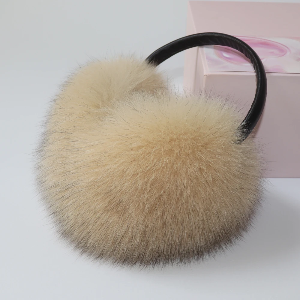 Warm Earmuffs Fur Earmuffs New Winter Women Luxury Real Fox Fur Earmuffs Natural Warm Fox Fur Earmuff Cute Oversized Fluffy Genuine Earmuffs
