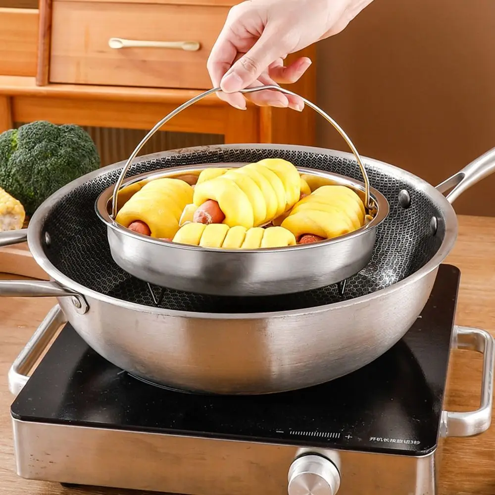 Steamer Rack Steamer Basket Stainless Steel Food Steamer Basket Pressure Cooker Steamer Basket with Handle Steaming Grid Drain Drainer Cooking Utensils
