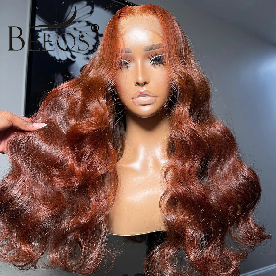 BEEOS #33 Reddish Brown 13x6 Lace Front Human Hair Wig 250% Raw Brazilian Wigs On Sale Body Wave Human Hair Wigs Pre Plucked