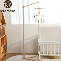 Wooden Crib Mobile Holder for Baby Bed Free Standing Bell Bracket with Rattles,Safe Sturdy Nursery Decor for Newborn 0-12 Months