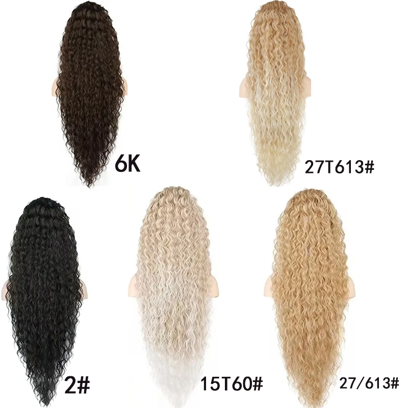 H&STAR 36 inch  Synthetic Drawstring Ponytail ExtensionBlack Long Lightweight Full Natural Curly Fake Tail  Layered Hairpiece