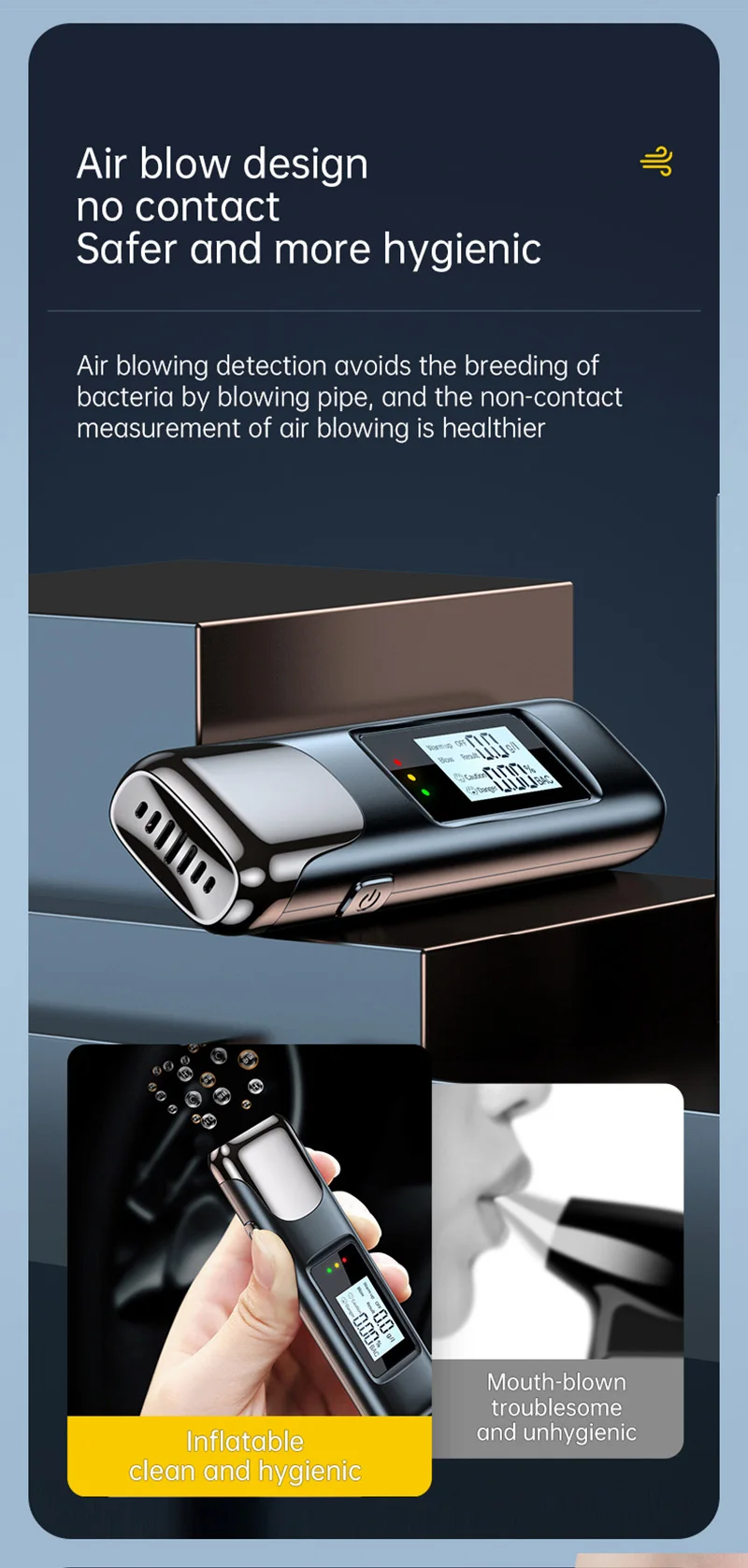 Xiaomi C10 High Precision Alcohol Tester Breathalyzer For Drunk Driving Detectio