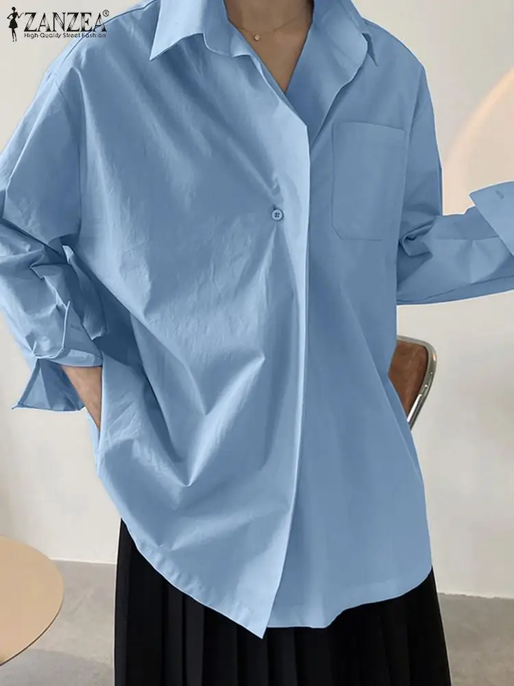 

Oversize Women Autumn Shirt Elegant Solid Work Blouse Casual Lapel Long Sleeve Blusas Femme Office OL Tunic Tops Buttons Chemise