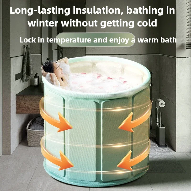 Portable Foldable Bathtub Adult Full Body Bath Bucket Installation-free Cotton Bath Bucket Household Children's