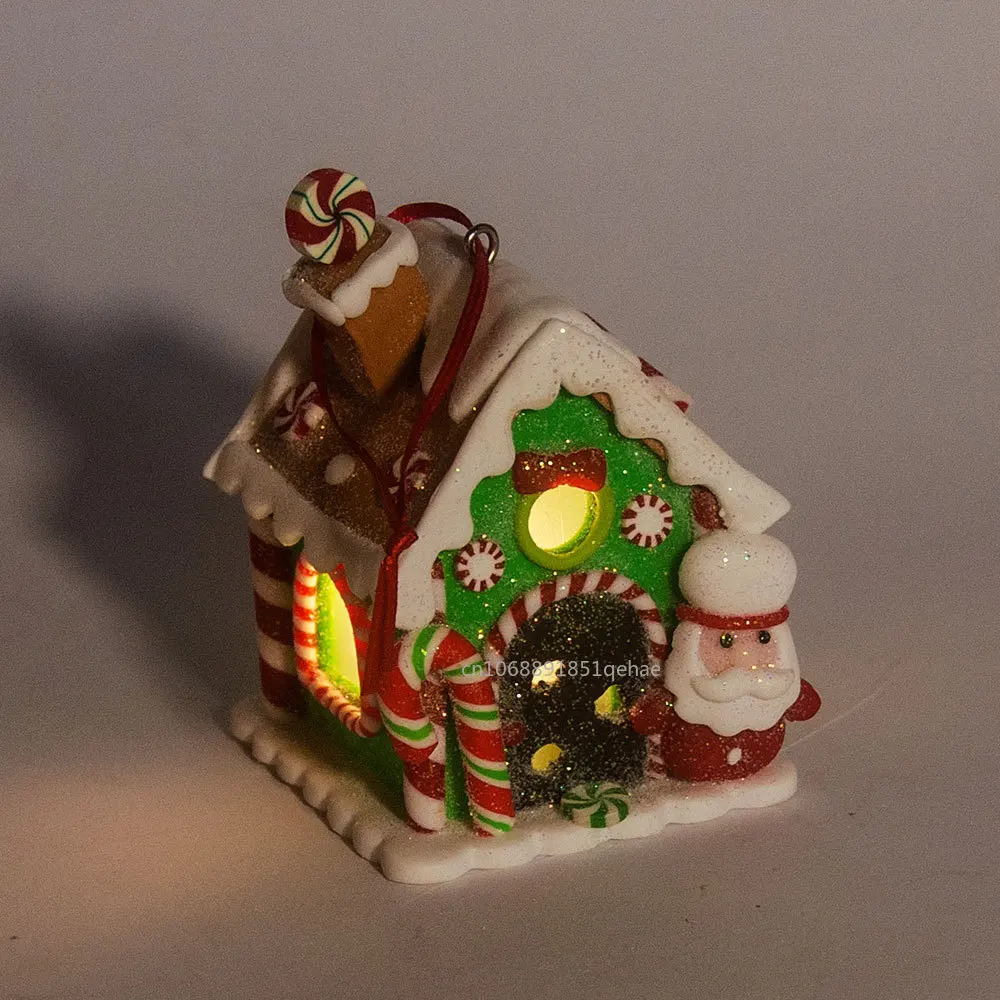 Christmas Theme LED Pendant Snowman Gingerbread Santa Claus Light House Soft Pottery Hanging Tree Home New Year Party Decoration