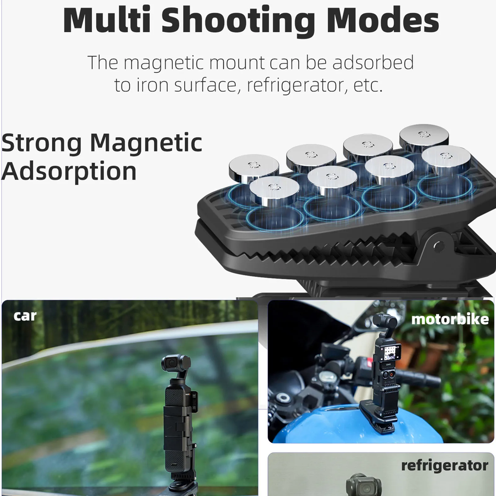 Backpack Mount Clip for OSMO Pocket 3 Magnetic Mounts 360° Rotation Backpacks Shoulder Strap Clamps for Pocket 3 Accessories