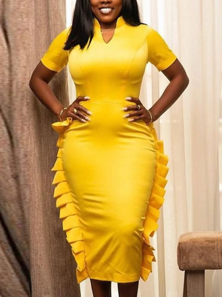Africa Women Party Dress Yellow Short ...