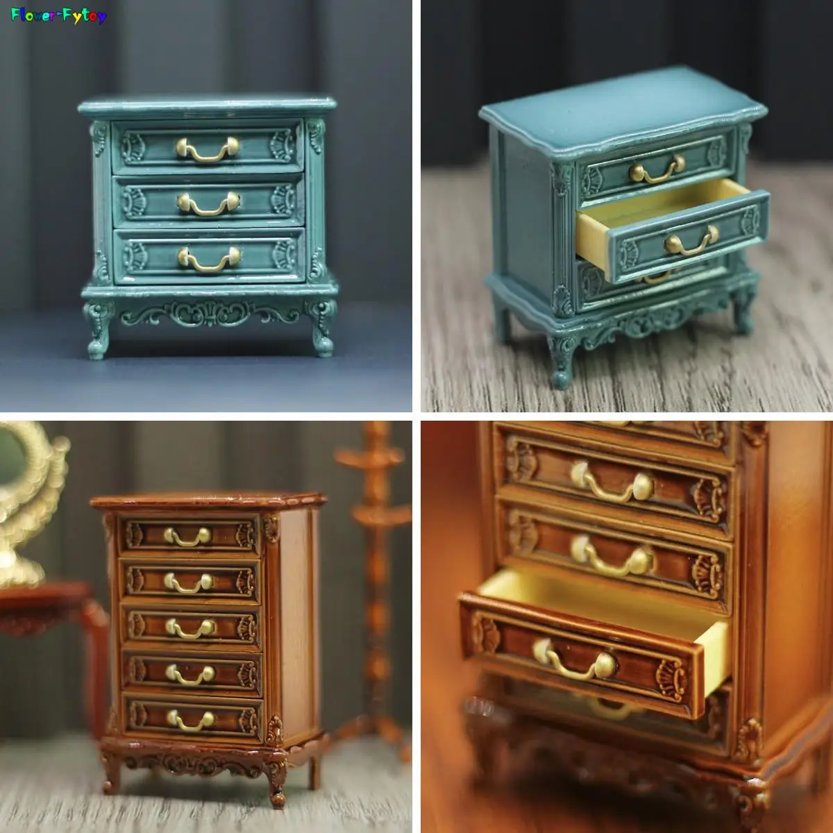 

Dollhouse Miniature Furniture Mini Wooden Cabinet Display Cupboard Doll House Handcrafted Bedside Table Model Accessories