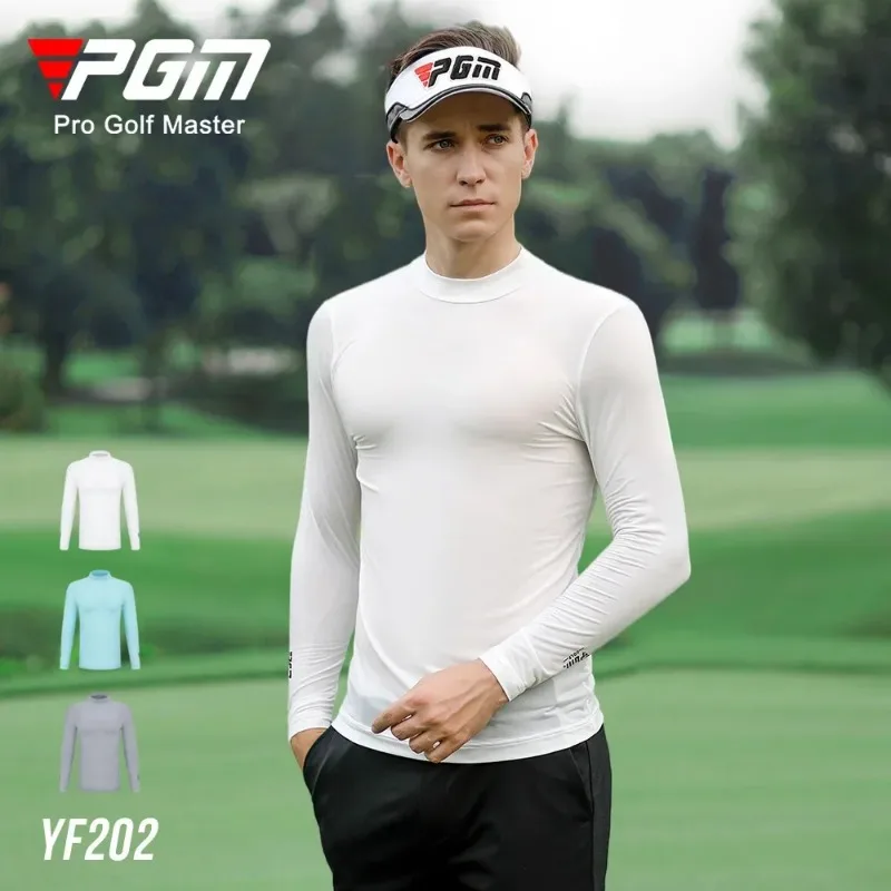 PGM Mens Sun Protection Golf Shirt Underwear Long Sleeve Golf Shirt Cooling Ice Silk T-shirts Anti-UV Soft Apparel For Men men golf shirt