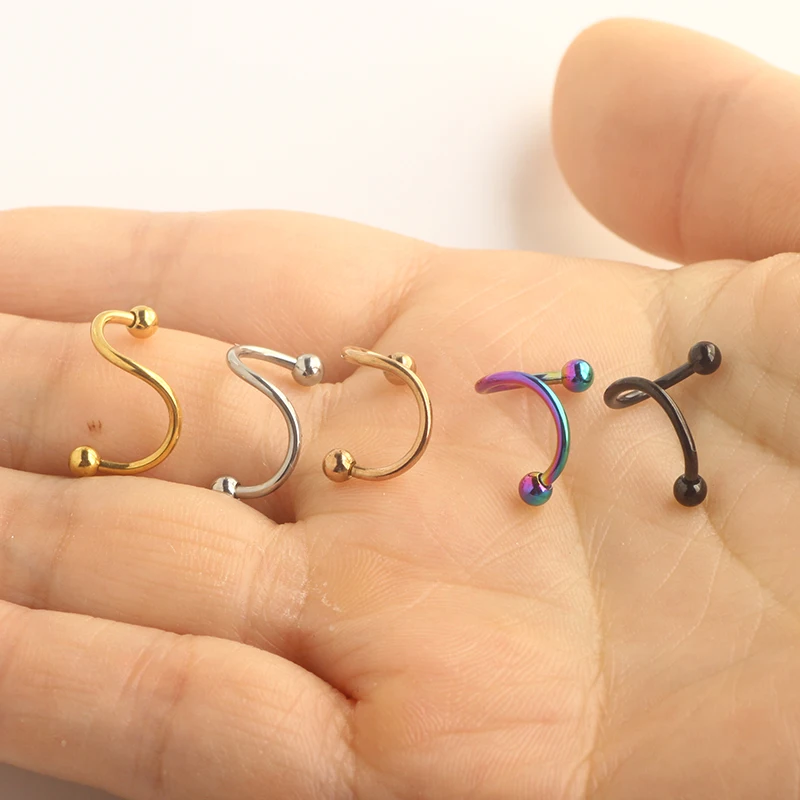 mix color Twisted Barbell 16g Spiral Earrings Daith Helix Tragus Navel Belly Button Rings Piercing Jewelry Cartilage Earrings St