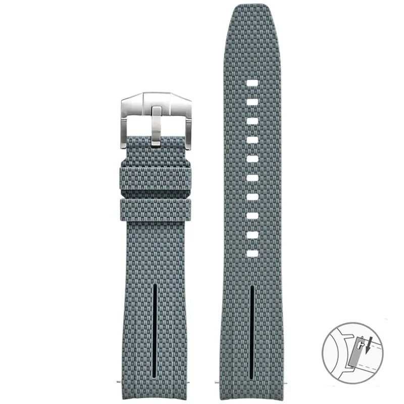Curved End Silicone Quick Release Watch Band - 20mm Rubber Strap