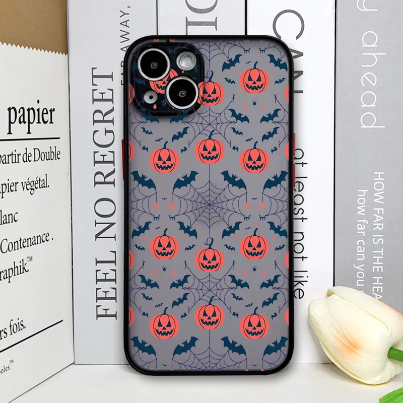 Whimsical Halloween Pumpkin & Ghost Pattern Phone Case Back Cover