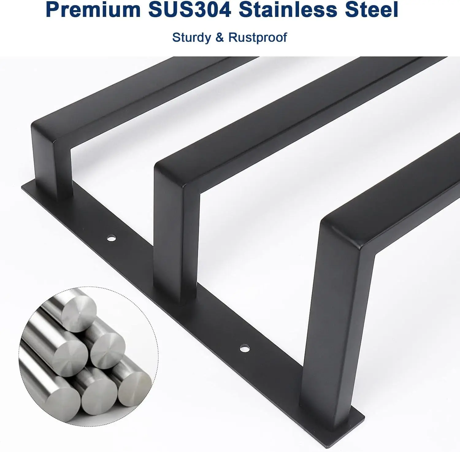Towel Rod Holder Square Shelf Rack Hanging Towel for Bath Thicken SUS304 Stainless Steel Rack Wall Mounted-3-Tier Bathroom