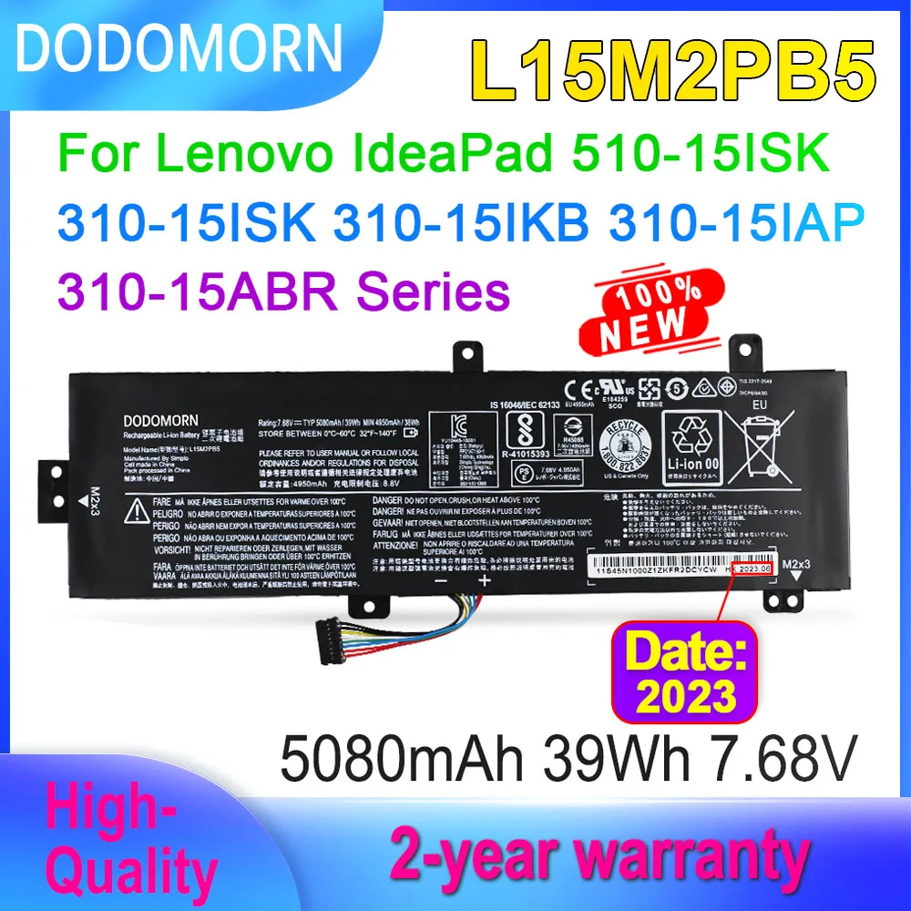 

DODOMORN L15M2PB5 Battery For Lenovo IdeaPad 310-15IKB 310-15ISK 310-15IAP 510-15ISK L15L2PB5 L15C2PB5 L15M2PB3 L15L2PB4 39Wh