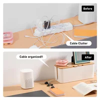 Large Cable Management Box – Wooden Style Cord Organizer and Cover for TV Wires, Computer, USB Hub and Under Desk Power Strip – 2