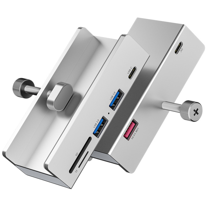 Aluminum Type C 4 Port USB 3.0 HUB Phone Holder SD TF USB Memory Card Reader DC Power Adapter Splitter Multiple Extend Dock