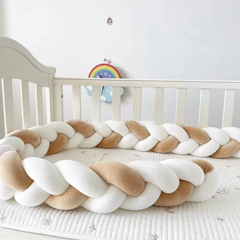 Lettino Paraurti Culla Anticollisione Protezione neonato Nodo Treccia Cuscino Cuscino Protezione per lettino Set biancheria da letto per culla 1M/2M3M/4M