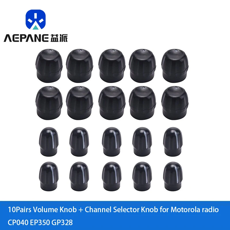 

10Pairs Volume Knob + Channel Selector Knob for Motorola Two Way Radio CP040 EP350 GP328