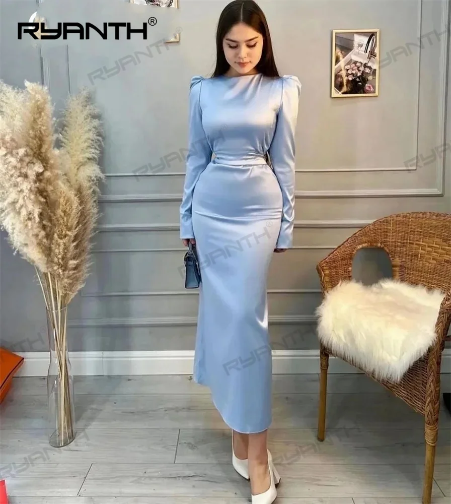 

Ryanth Evening Blue O Neck Tight Prom Dresses Long Sleeves And Ankle Length Evening Summer Party Dress For Women 2024 فستان سهرة