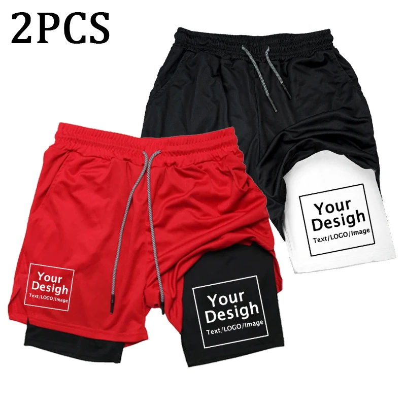 New Custom Compression Shorts Men Gym Athletic Pants Your Logo Fitness Personalized Double Layer Quick Dry 2 In 1 Sports Shorts 5