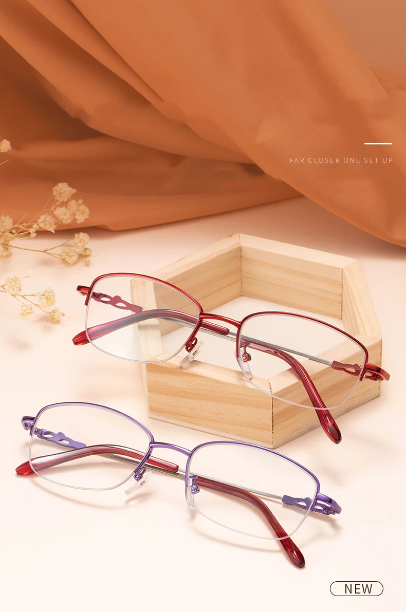Neue Mode Metall Memory Titan Legierung Lesebrille Anti-Blau Halb rahmen High-Definition Lesebrille – Detail 1