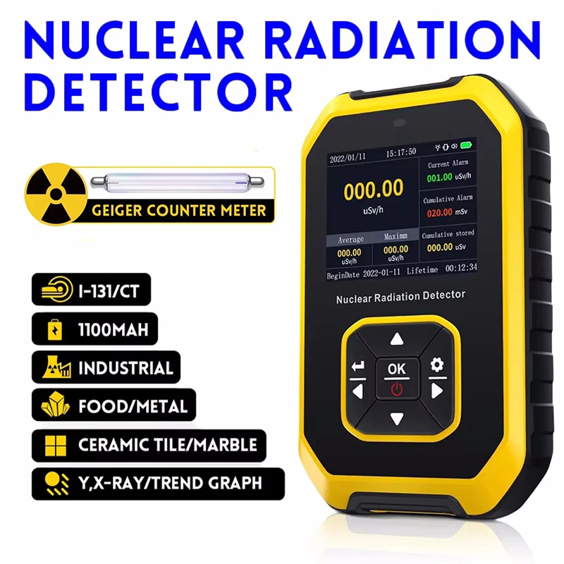 Radiation Detector Portable Geiger Counter Nuclear Radiation Detector Personal Dosimeter X-ray &gamma;-ray &beta;-ray Radioactivity Tester Marble Detector