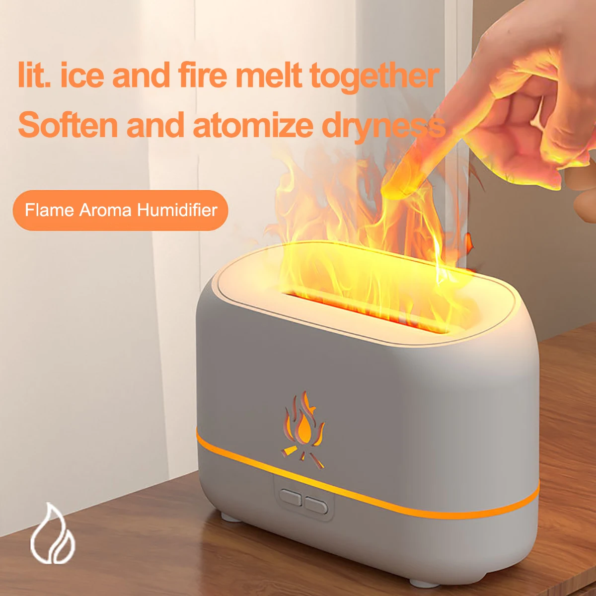 RGB Flame Aroma Diffuser Humidifier USB Desktop Simulation Night Light Aromatherapy Purifier Air for Bedroom With 7 Colors