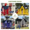 Bird Feeder House for Outside, Metal Mesh Wild Bird Feeder with Triple Feeders for Finch Cardinal Chickadee, Large Capacity 3