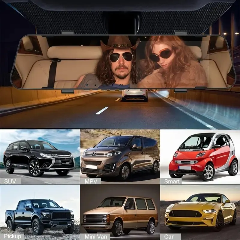 Car front and rear dual lens HD night vision 1080P driving recorder4 inch rear view mirror Car DVR, car recorder, car monitoring